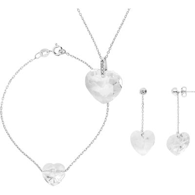 DIADEMA - Set Swarovski Herz - Halskette, Armband, Ohrringe - Love Jewelry Collection Silber Einheitsgröße DIADEMA - Set Swarovski Herz - Halskette, Armband, Ohrringe - Love Jewelry Collection Silber Einheitsgröße