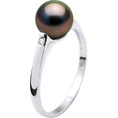 Diadema Weißgold Tahiti-Perle Ring - Diamanten - Größe I Diadema Weißgold Tahiti-Perle Ring - Diamanten - Größe I