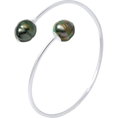 DIADEMA - Armband - Du & Ich - Silber - 2 echte Tahiti-Perlen Natürlich Einheitsgröße DIADEMA - Armband - Du & Ich - Silber - 2 echte Tahiti-Perlen Natürlich Einheitsgröße