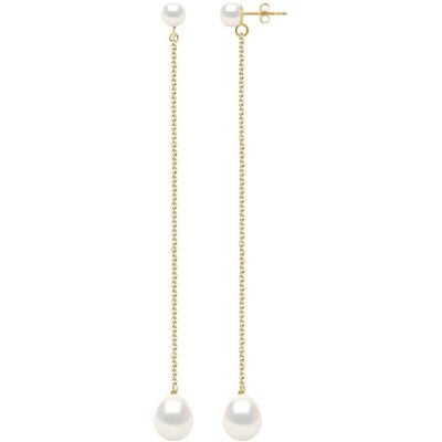 Ateliers Saint Germain Doppelte Ohrringe aus Gelbgold – echte Süßwasser-Zuchtperlen, Knopf 5–6 mm + Birne 8–9 mm Gelb Einheitsgröße Ateliers Saint Germain Doppelte Ohrringe aus Gelbgold – echte Süßwasser-Zuchtperlen, Knopf 5–6 mm + Birne 8–9 mm Gelb Einheitsgröße