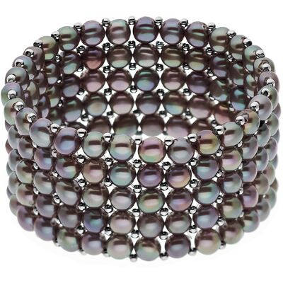 Ateliers Saint Germain Armband 5 Reihen aus echten Süßwasserperlen 4 mm Schwarz Einheitsgröße Ateliers Saint Germain Armband 5 Reihen aus echten Süßwasserperlen 4 mm Schwarz Einheitsgröße