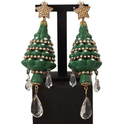 Dolce & Gabbana Damen Goldene Weihnachtsbaum Kristall Messing Clips Ohrringe Grün Einheitsgröße Dolce & Gabbana Damen Goldene Weihnachtsbaum Kristall Messing Clips Ohrringe Grün Einheitsgröße