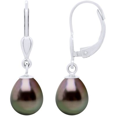 Ateliers Saint Germain Ohrringe aus Silber 925 und echten Tahiti-Zuchtperlen Birne 8-9 mm Schwarz Einheitsgröße Ateliers Saint Germain Ohrringe aus Silber 925 und echten Tahiti-Zuchtperlen Birne 8-9 mm Schwarz Einheitsgröße