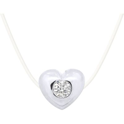 DIADEMA - Halskette - Transparentes Nylon - Herz - Echter Diamant Weiß Einheitsgröße DIADEMA - Halskette - Transparentes Nylon - Herz - Echter Diamant Weiß Einheitsgröße