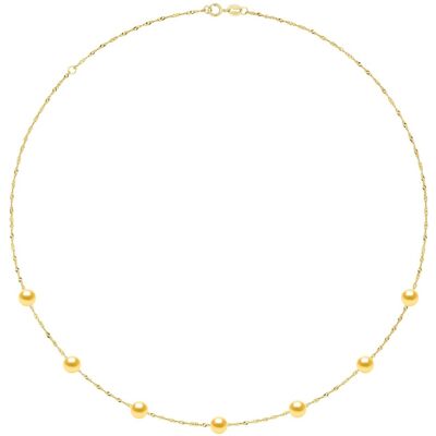 Ateliers Saint Germain Halskette Perlen – 7 echte Süßwasser-Zuchtperlen rund 6–7 mm Gold Einheitsgröße Ateliers Saint Germain Halskette Perlen – 7 echte Süßwasser-Zuchtperlen rund 6–7 mm Gold Einheitsgröße