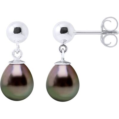 Ateliers Saint Germain Ohrringe aus Silber 925 und echten Tahiti-Zuchtperlen Birne 8-9 mm Schwarz Einheitsgröße Ateliers Saint Germain Ohrringe aus Silber 925 und echten Tahiti-Zuchtperlen Birne 8-9 mm Schwarz Einheitsgröße