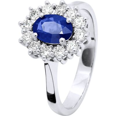DIADEMA - Ring - Saphir umgeben von Diamanten - Weißgold Blau L 1/2 DIADEMA - Ring - Saphir umgeben von Diamanten - Weißgold Blau L 1/2