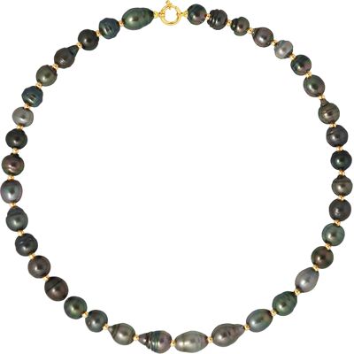DIADEMA - Halskette - Echte Tahiti-Perlen - Regenbogen - Gelbgold Natürlich Einheitsgröße DIADEMA - Halskette - Echte Tahiti-Perlen - Regenbogen - Gelbgold Natürlich Einheitsgröße