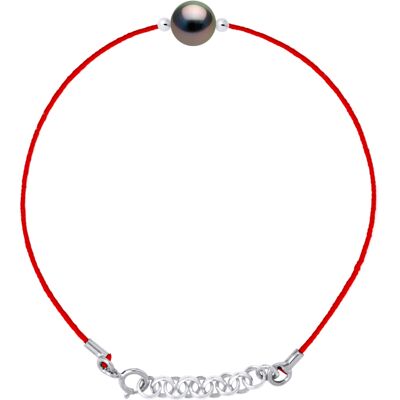 DIADEMA - Armband - Rotes Nylon - Tahiti-Perle Natürlich Einheitsgröße DIADEMA - Armband - Rotes Nylon - Tahiti-Perle Natürlich Einheitsgröße