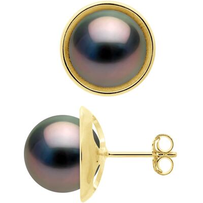 Ateliers Saint Germain Ohrringe - Umgebung Sleek - Prestige - Gelbgold 375 - Echte Tahiti-Zuchtperlen rund 9-10 mm Gelb Einheitsgröße Ateliers Saint Germain Ohrringe - Umgebung Sleek - Prestige - Gelbgold 375 - Echte Tahiti-Zuchtperlen rund 9-10 mm Gelb Einheitsgröße