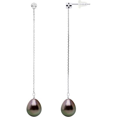 Ateliers Saint Germain Ohrringe Prestige – Diamanten 0,02 ct – Weißgold – echte Tahiti-Zuchtperlen, Birne 9–10 mm Schwarz Einheitsgröße Ateliers Saint Germain Ohrringe Prestige – Diamanten 0,02 ct – Weißgold – echte Tahiti-Zuchtperlen, Birne 9–10 mm Schwarz Einheitsgröße