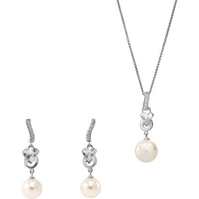 Orphelia 'Clara' Damen 925 Sterling Silber Set: Kettenanhänger + Ohrringe - Silber SET-7515 Silber Einheitsgröße Orphelia 'Clara' Damen 925 Sterling Silber Set: Kettenanhänger + Ohrringe - Silber SET-7515 Silber Einheitsgröße