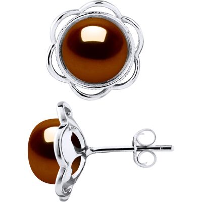 Diadema Ohrstecker FLOWER Perlen Süßwasser 8-9mm Chocolate Buttons 925 Braun Einheitsgröße Diadema Ohrstecker FLOWER Perlen Süßwasser 8-9mm Chocolate Buttons 925 Braun Einheitsgröße