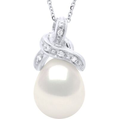 Ateliers Saint Germain Halskette Perlenanhänger KNOT Weißgold und Diamanten 0,04 ct echte Süßwasserperle Birne 9-10 mm Weiß Einheitsgröße Ateliers Saint Germain Halskette Perlenanhänger KNOT Weißgold und Diamanten 0,04 ct echte Süßwasserperle Birne 9-10 mm Weiß Einheitsgröße