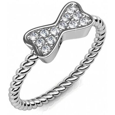 MYC Paris Ring mit gedrehter Schleife - Silber und Kristall Weißsilber L 1/2 MYC Paris Ring mit gedrehter Schleife - Silber und Kristall Weißsilber L 1/2