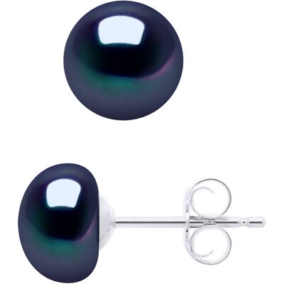 Ateliers Saint Germain Ohrringe aus Silber 925 und echten Süßwasser-Zuchtperlen Knopf 7-8 mm Schwarz Einheitsgröße Ateliers Saint Germain Ohrringe aus Silber 925 und echten Süßwasser-Zuchtperlen Knopf 7-8 mm Schwarz Einheitsgröße