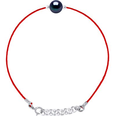 DIADEMA - Armband - Rotes Nylon - Süßwasserperle - Schwarzer Tahiti Schwarz Einheitsgröße DIADEMA - Armband - Rotes Nylon - Süßwasserperle - Schwarzer Tahiti Schwarz Einheitsgröße