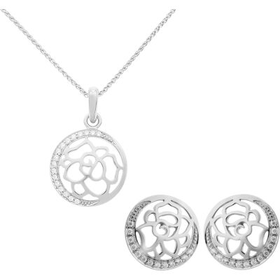 Orphelia 'Blair' Damen 925 Sterling Silber Set: Kettenanhänger + Ohrringe - Silber SET-7089 Silber Einheitsgröße Orphelia 'Blair' Damen 925 Sterling Silber Set: Kettenanhänger + Ohrringe - Silber SET-7089 Silber Einheitsgröße