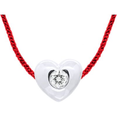 DIADEMA - Halskette - Rotes Nylon - Herz - Echter Diamant Weiß Einheitsgröße DIADEMA - Halskette - Rotes Nylon - Herz - Echter Diamant Weiß Einheitsgröße