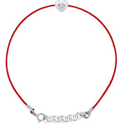 DIADEMA - Armband - Rotes Nylon - Herz - Echter Diamant Weiß Einheitsgröße DIADEMA - Armband - Rotes Nylon - Herz - Echter Diamant Weiß Einheitsgröße
