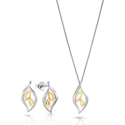 Orphelia 'Charlotte' Damen 925 Sterling Silber Set: Kettenanhänger + Ohrringe - Silber/Gold SET-7523 Silber Gold Einheitsgröße Orphelia 'Charlotte' Damen 925 Sterling Silber Set: Kettenanhänger + Ohrringe - Silber/Gold SET-7523 Silber Gold Einheitsgröße