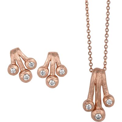 Orphelia Damen 925 Sterling Silber Set: Kettenanhänger + Ohrringe - Rosé SET-5233/1 Rose Einheitsgröße Orphelia Damen 925 Sterling Silber Set: Kettenanhänger + Ohrringe - Rosé SET-5233/1 Rose Einheitsgröße