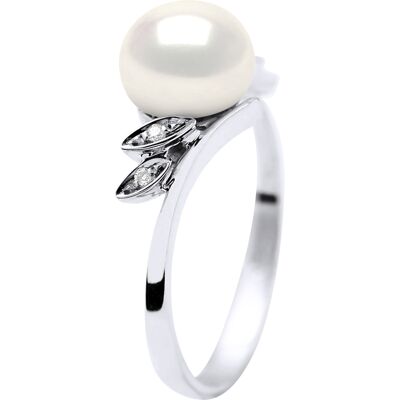 DIADEMA - Ring - Weißgold - Echte Süßwasserperlen - Weiß Weiß K DIADEMA - Ring - Weißgold - Echte Süßwasserperlen - Weiß Weiß K
