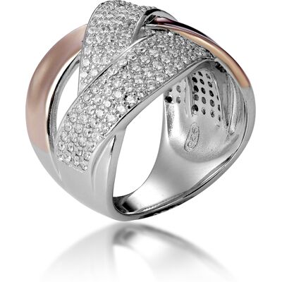 Orphelia Damen-Ring Sterling-Silber 925 – Silber/Rosé ZR-7445 Silber und Roségold L Orphelia Damen-Ring Sterling-Silber 925 – Silber/Rosé ZR-7445 Silber und Roségold L