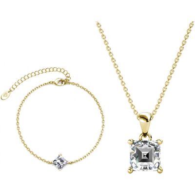 MYC Paris Einfaches quadratisches Handschellen-Set - Gold und Kristall Weiß & Gold Einheitsgröße MYC Paris Einfaches quadratisches Handschellen-Set - Gold und Kristall Weiß & Gold Einheitsgröße