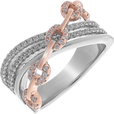 Orphelia Damen-Ring Sterling-Silber 925 – Silber/Rosé ZR-7281 Silber und Roségold L Orphelia Damen-Ring Sterling-Silber 925 – Silber/Rosé ZR-7281 Silber und Roségold L
