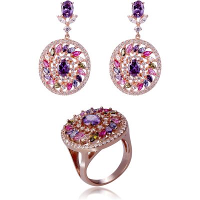 Orphelia 'Enya ' Damen-Set aus 925er Sterlingsilber: Ohrringe + Ring – Rosé SET-7428/RG Rose K Orphelia 'Enya ' Damen-Set aus 925er Sterlingsilber: Ohrringe + Ring – Rosé SET-7428/RG Rose K
