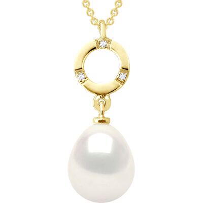 Ateliers Saint Germain Halskette Schmuck Diamant 0,01 Karat Gelbgold und echte Süßwasser-Zuchtperle Birne 9-10 mm Gelb Einheitsgröße Ateliers Saint Germain Halskette Schmuck Diamant 0,01 Karat Gelbgold und echte Süßwasser-Zuchtperle Birne 9-10 mm Gelb Einheitsgröße