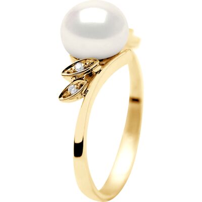 DIADEMA - Ring - Gelbgold - Echte Süßwasserperlen - Weiß Weiß R DIADEMA - Ring - Gelbgold - Echte Süßwasserperlen - Weiß Weiß R