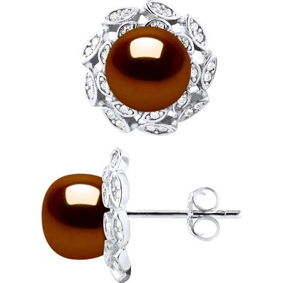 Diadema Ohrstecker FLOWER Perlen Süßwasser 8-9mm Chocolate Buttons Schmuck 925 Braun Einheitsgröße Diadema Ohrstecker FLOWER Perlen Süßwasser 8-9mm Chocolate Buttons Schmuck 925 Braun Einheitsgröße