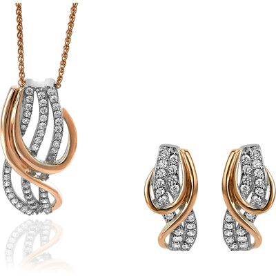 Orphelia 'Elsia ' Damen 925 Sterling Silber Set: Kettenanhänger + Ohrringe - Silber/Rosé SET-7027 Silber und Roségold Einheitsgröße Orphelia 'Elsia ' Damen 925 Sterling Silber Set: Kettenanhänger + Ohrringe - Silber/Rosé SET-7027 Silber und Roségold Einheitsgröße