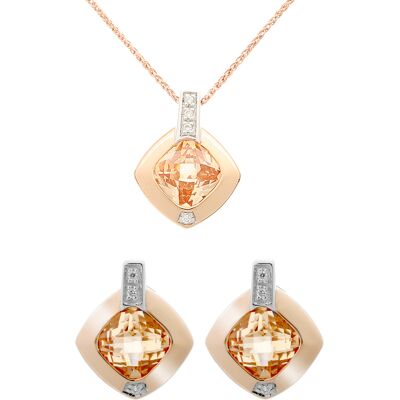 Orphelia 'Athena' Damen 925 Sterling Silber Set: Kettenanhänger + Ohrringe - Silber/Rosé SET-7113 Silber und Roségold Einheitsgröße Orphelia 'Athena' Damen 925 Sterling Silber Set: Kettenanhänger + Ohrringe - Silber/Rosé SET-7113 Silber und Roségold Einheitsgröße