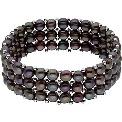 DIADEMA - Armband - Echte Süßwasserperlen - Schwarzer Tahitian Style Schwarz Einheitsgröße DIADEMA - Armband - Echte Süßwasserperlen - Schwarzer Tahitian Style Schwarz Einheitsgröße