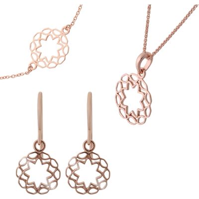Orphelia 'Jasmine' Damen-Set aus 925er Sterlingsilber: Armband + Ohrringe + Halskette - Rosé SET-7076/1 Rose Einheitsgröße Orphelia 'Jasmine' Damen-Set aus 925er Sterlingsilber: Armband + Ohrringe + Halskette - Rosé SET-7076/1 Rose Einheitsgröße