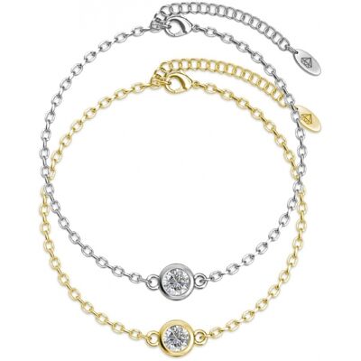 MYC Paris Geburtsstein-Armband - Rhodium, Gold und Kristall Silber Gold 18cm MYC Paris Geburtsstein-Armband - Rhodium, Gold und Kristall Silber Gold 18cm