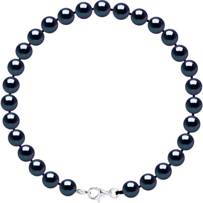 DIADEMA - Armband - Echte Süßwasserperlen - Schwarzer Tahitian Style - Silber Schwarz Einheitsgröße DIADEMA - Armband - Echte Süßwasserperlen - Schwarzer Tahitian Style - Silber Schwarz Einheitsgröße
