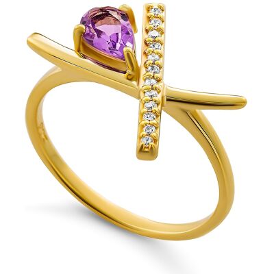 Orphelia 'Charlotte' Damen-Ring aus 925er Sterlingsilber – Gold ZR-7580/A Gold K Orphelia 'Charlotte' Damen-Ring aus 925er Sterlingsilber – Gold ZR-7580/A Gold K