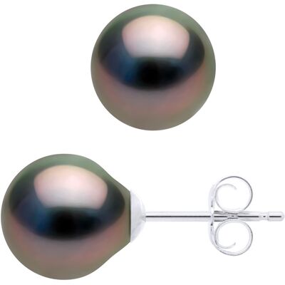 Ateliers Saint Germain Ohrringe aus Silber 925 und echten Tahiti-Zuchtperlen, oval 8-9 mm Schwarz Einheitsgröße Ateliers Saint Germain Ohrringe aus Silber 925 und echten Tahiti-Zuchtperlen, oval 8-9 mm Schwarz Einheitsgröße