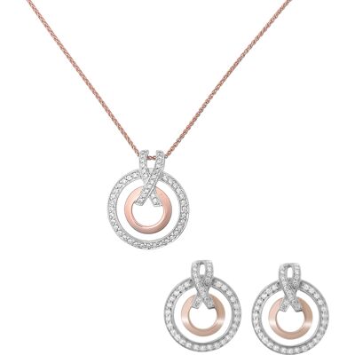 Orphelia 'Azalea' Damen 925 Sterling Silber Set: Kettenanhänger + Ohrringe - Silber/Rose SET-7095/1 Silber und Roségold Einheitsgröße Orphelia 'Azalea' Damen 925 Sterling Silber Set: Kettenanhänger + Ohrringe - Silber/Rose SET-7095/1 Silber und Roségold Einheitsgröße