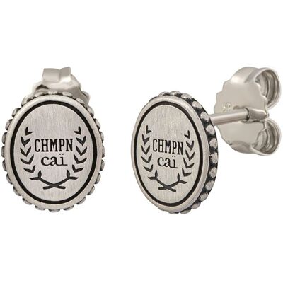 cai Single Ohrstecker 925/-Sterling Silber satiniert oxodiert Champion Wappen Silber Einheitsgröße cai Single Ohrstecker 925/-Sterling Silber satiniert oxodiert Champion Wappen Silber Einheitsgröße