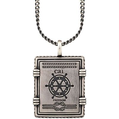 cai Anhänger mit Kette 925/- Silber matt oxidiert Sailor Wappen Silber Einheitsgröße cai Anhänger mit Kette 925/- Silber matt oxidiert Sailor Wappen Silber Einheitsgröße
