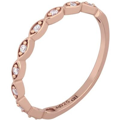cai Ring 925/- Sterling Silber rosévergoldet Zirkonia Stacking Roségold Q cai Ring 925/- Sterling Silber rosévergoldet Zirkonia Stacking Roségold Q