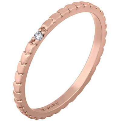 cai Ring 925/- Sterling Silber rosévergoldet Herzen Zirkonia Stacking Roségold Q cai Ring 925/- Sterling Silber rosévergoldet Herzen Zirkonia Stacking Roségold Q