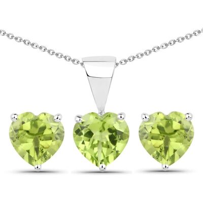 Vira Jewels Schmuck-Set Silber 925 rhodiniert Ohrringe und Halskette mit echtem Peridot in Herzform Silber Einheitsgröße Vira Jewels Schmuck-Set Silber 925 rhodiniert Ohrringe und Halskette mit echtem Peridot in Herzform Silber Einheitsgröße
