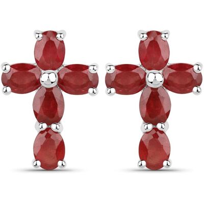 Vira Jewels Ohrringe Silber 925 rhodiniert Kreuz-Motiv mit echten Rubin-Steinen Silber Einheitsgröße Vira Jewels Ohrringe Silber 925 rhodiniert Kreuz-Motiv mit echten Rubin-Steinen Silber Einheitsgröße