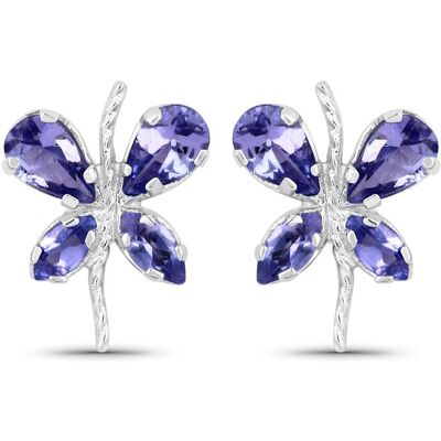 Vira Jewels Ohrringe Silber 925 rhodiniert Schmetterling-Motiv mit echtem Tansanit Silber Einheitsgröße Vira Jewels Ohrringe Silber 925 rhodiniert Schmetterling-Motiv mit echtem Tansanit Silber Einheitsgröße